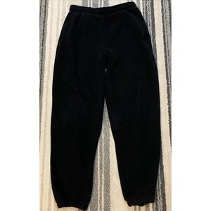 LL Bean Fleece Pants Mens Size M Black Polartec Outdoor Joggers Zip Pockets Warm